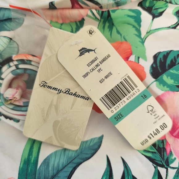 Tommy Bahama Tropi-Calling Bandeau One-Piece Swimsuit Size 16 - Picture 9 of 12